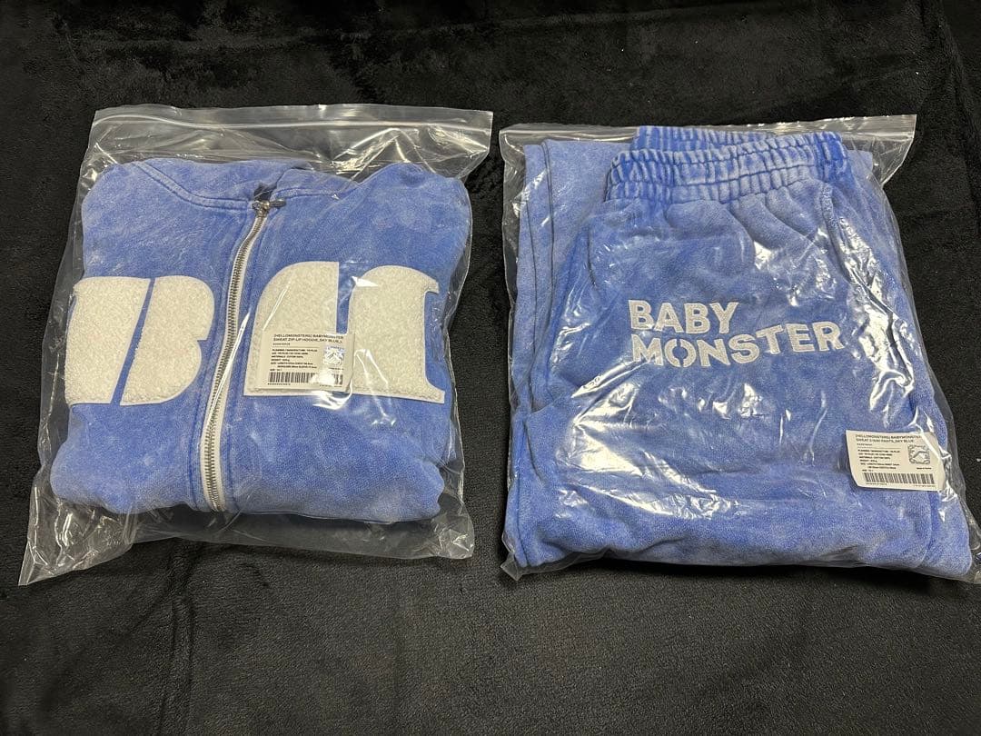 BABYMONSTER 青 ジップアップパーカーL＆スウェットパンツセット