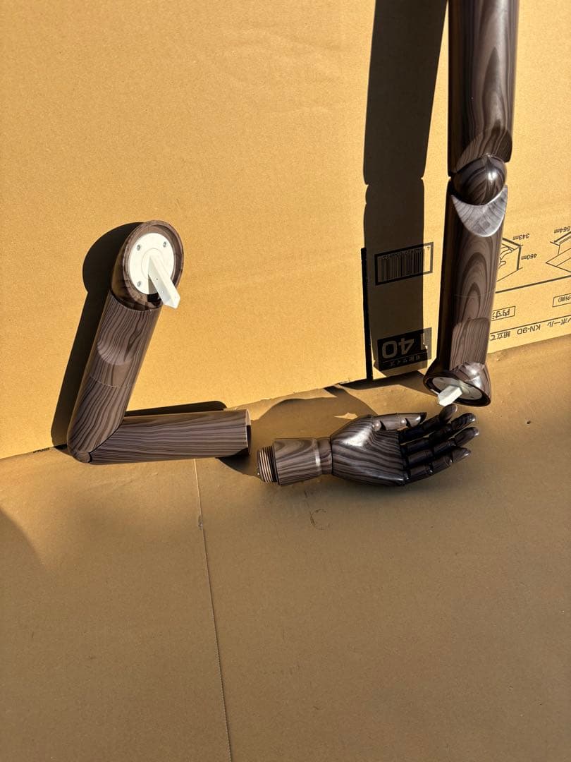 女性用 マネキン トルソー 可動式腕付きスタンド付きベージュ針打ち可