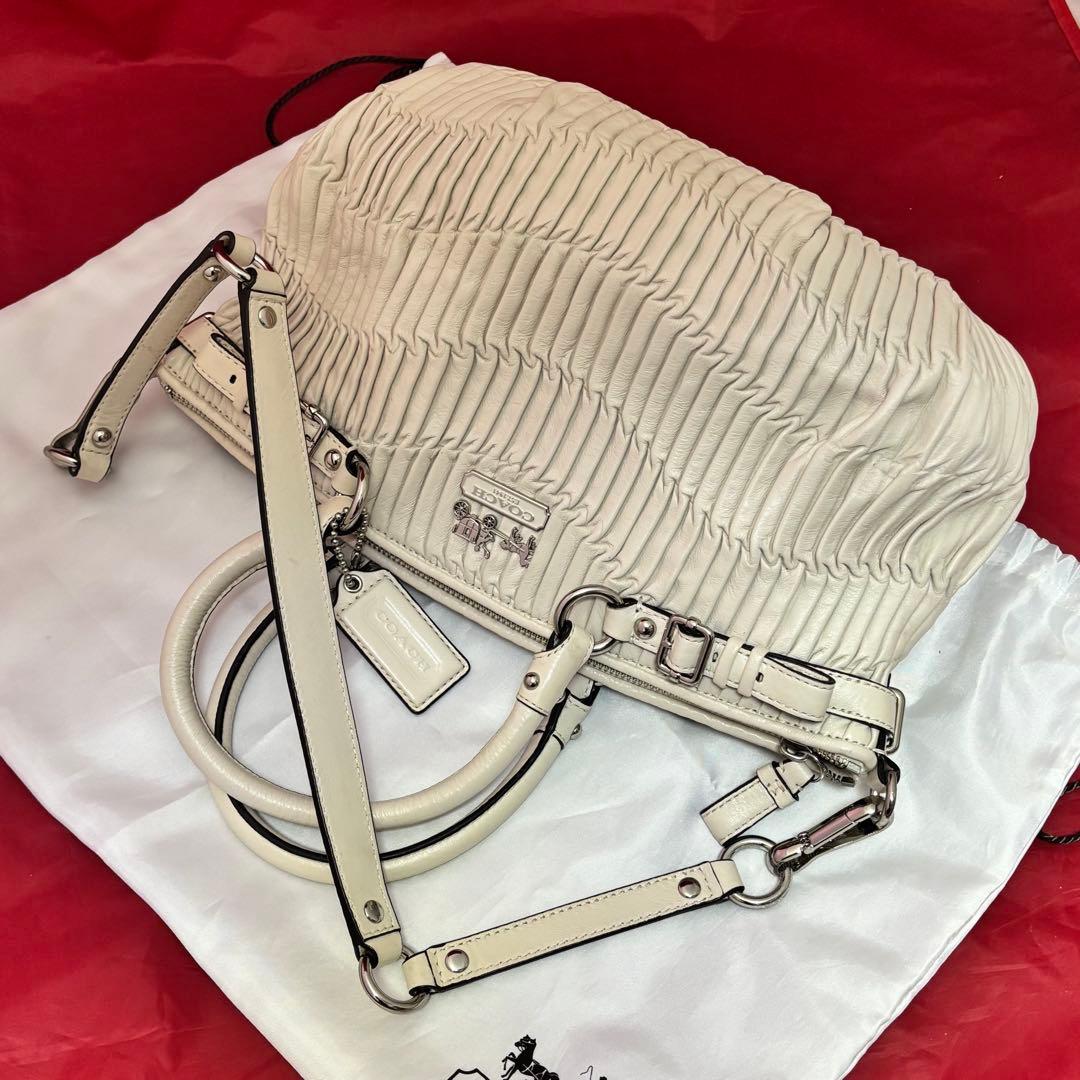 coach☆ギャザーレザー2wayショルダーバッグ 未使用