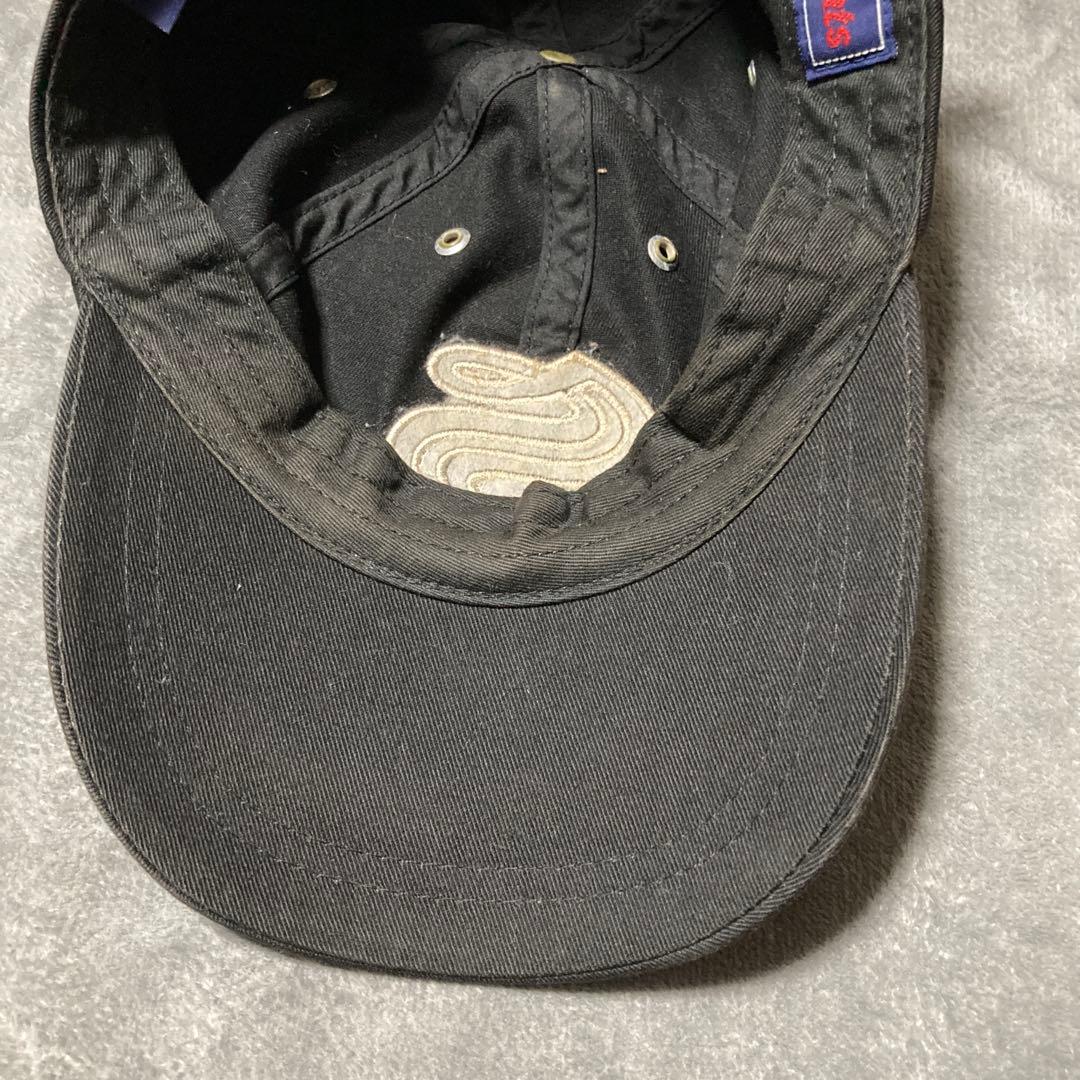 90s STUSSY 刺繍 キャップ 紺タグ ブラック オールドステューシー