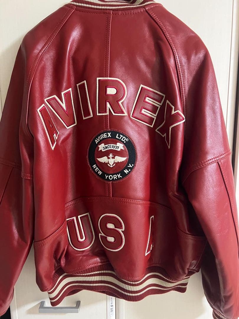 AVIREX レザージャケット スタジャン 赤 M