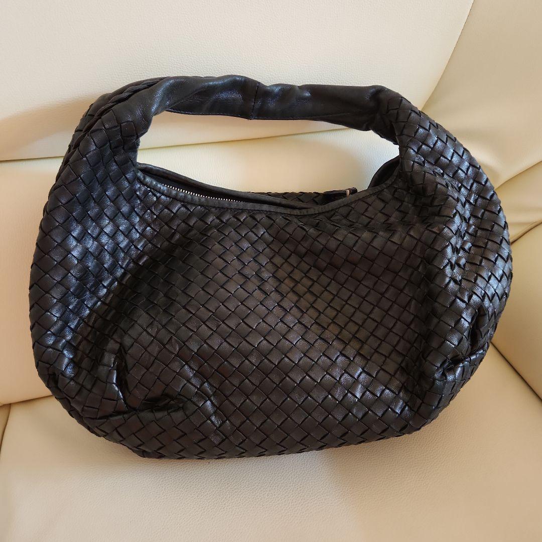 ボッテガヴェネタ　黒 編み込みレザー ハンドバッグ