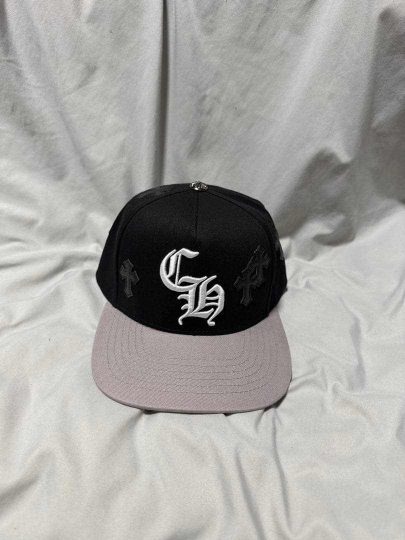 Chrome hearts 刺繍ロゴ ベースボールキャップ ブラック/グレー