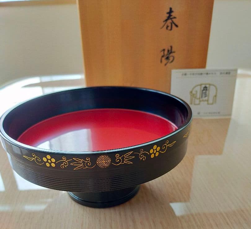 象彦　春陽　金彩漆塗り　高坏干菓子盆