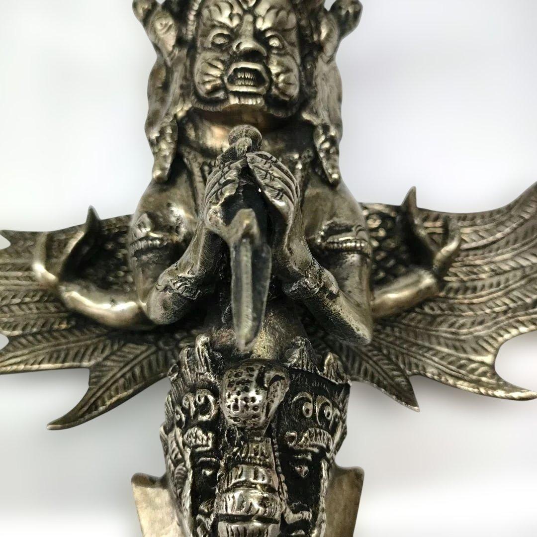 チベット密教法具 マハーカーラ 三面大黒天 プルパ 金剛杭 忿怒尊 真鍮像