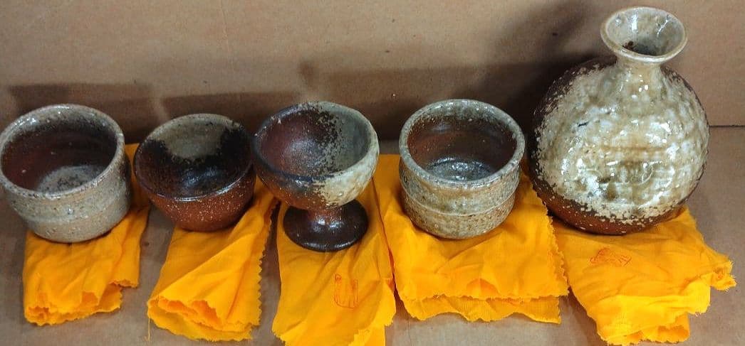 【本物保証】高橋楽斎2セット 信楽ぐい呑揃(三点）徳利ぐい呑(組）全共箱 未使用