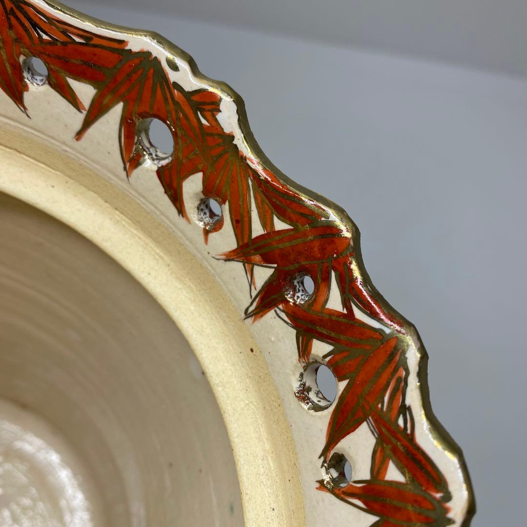 佐久間芳丘　出来良　朱竹絵水指　共箱　高さ18.2㎝ 東Y7-0115☆2F