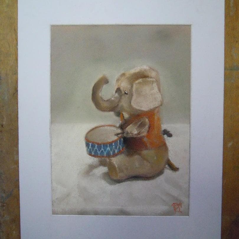 オモチャの象さん　額付き