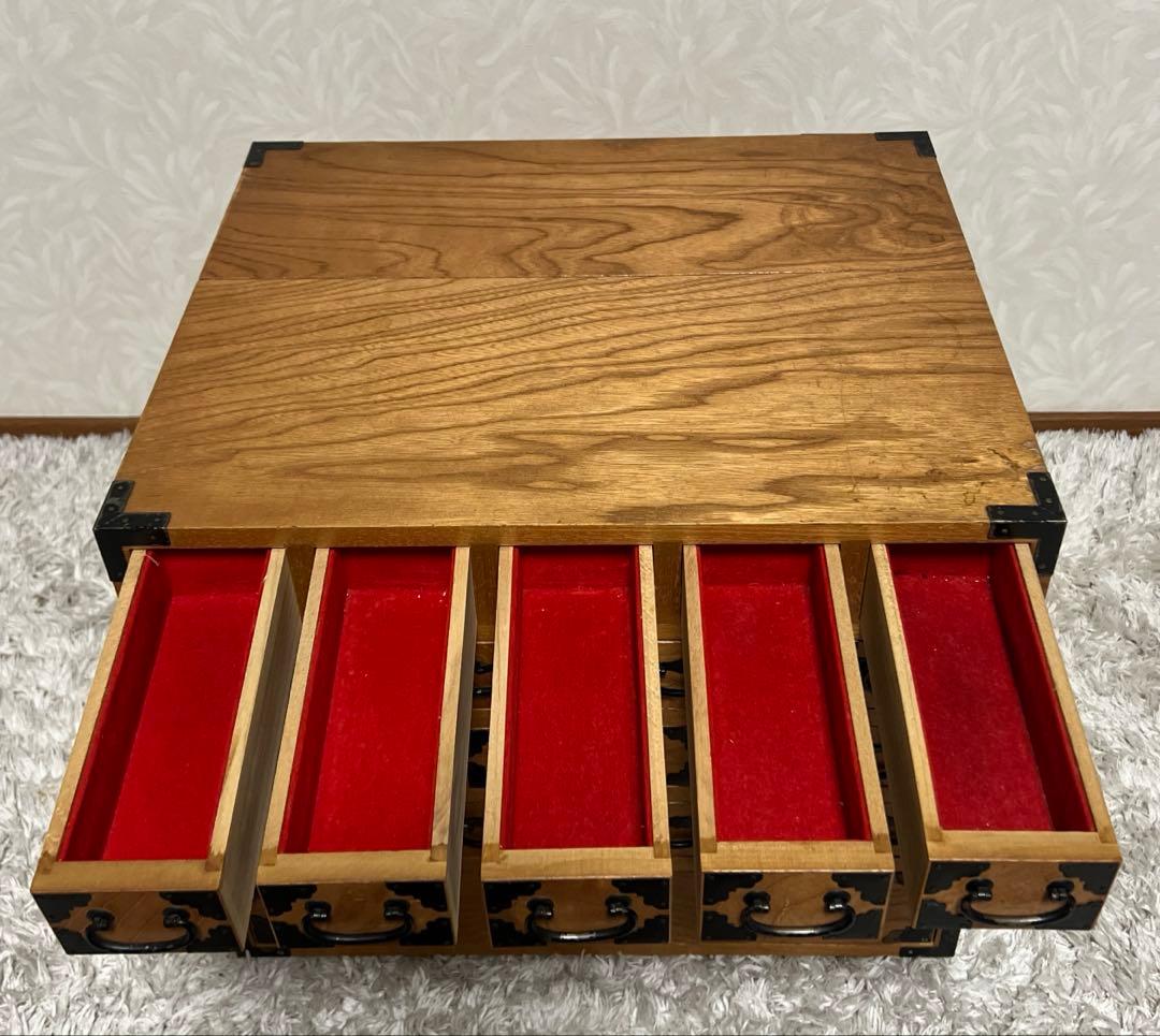 骨董品　薬箪笥　薬箱　小箪笥　5段小引き出し17杯 昭和レトロ 小物入れ ②