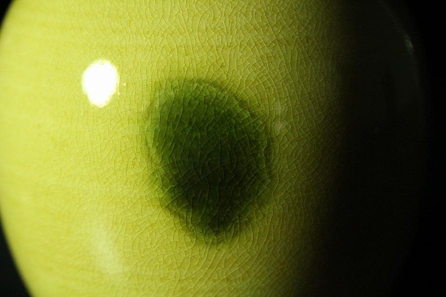 茶道具 永楽善五郎作 黄釉鶴首 花入 共箱(K-XA951)