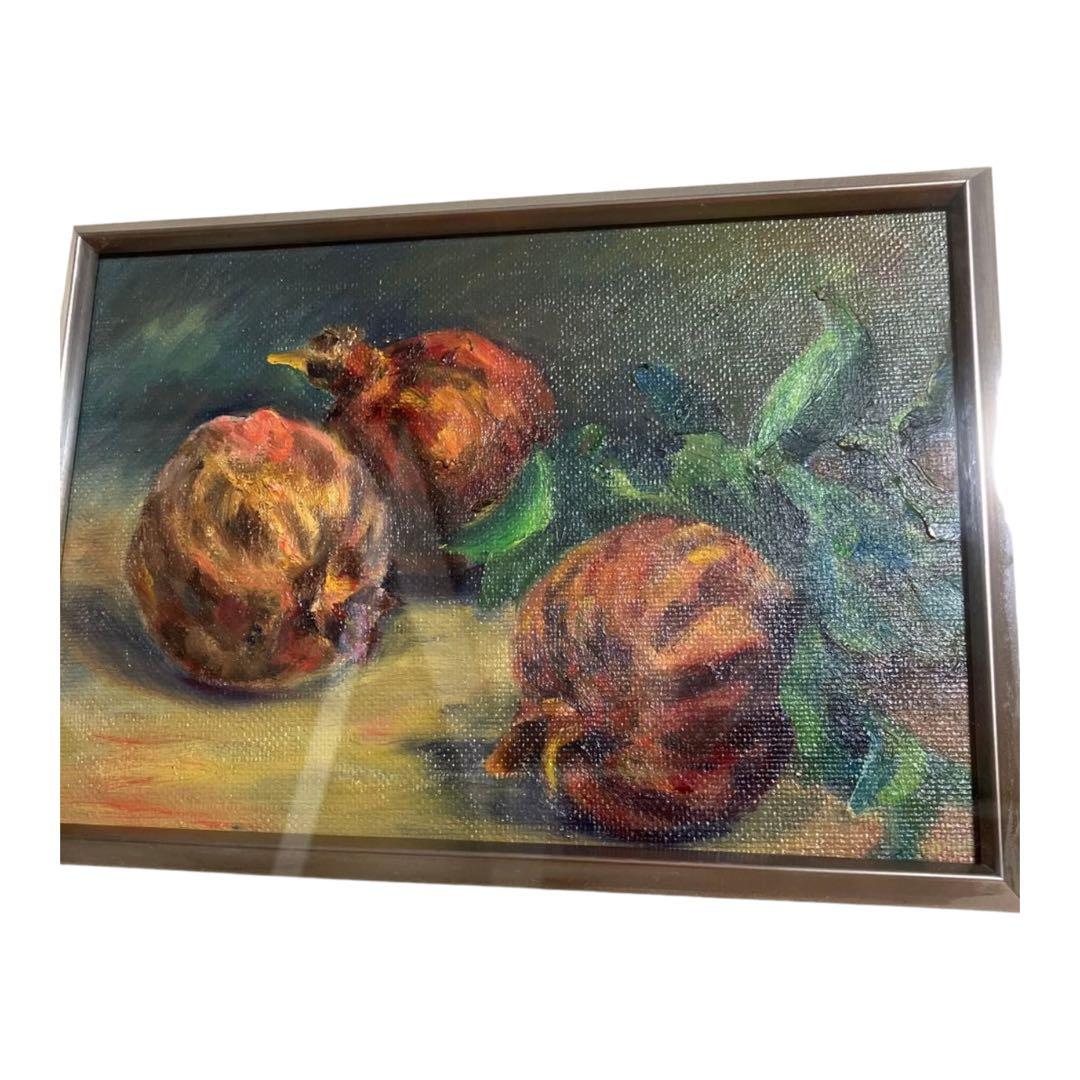 油絵　ざくろ　古美術