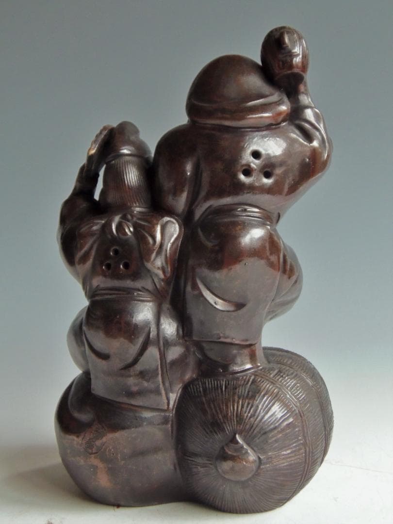 古備前 七福神 大黒天 蛭子天 陶正園 木村正二 縁起物 備前焼 開運 置物