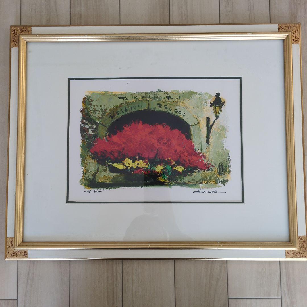 石岡剛 油彩画 ベルギー窓辺の花