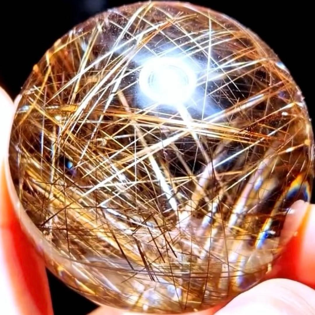超絶綺麗✨53mm ゴールドルチルクォーツ　丸玉スフィア　金針水晶