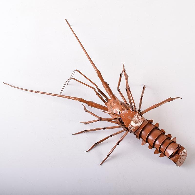 五十一代　明珍宗之作　銅製　伊勢海老　自在置物　共箱　D　R8678