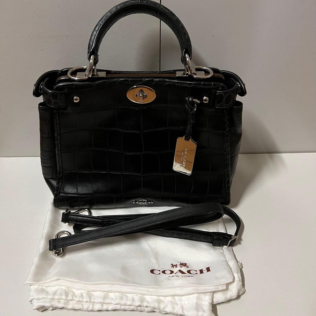 【希少・未使用】COACH クロコ型押し ミニグラマシー 黒