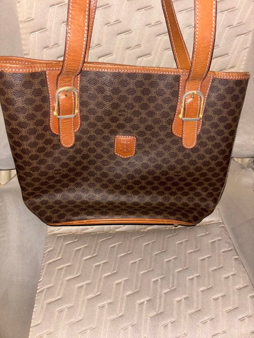 セリーヌ　マカダム　ダークブラウン ドットパターン トートバッグ