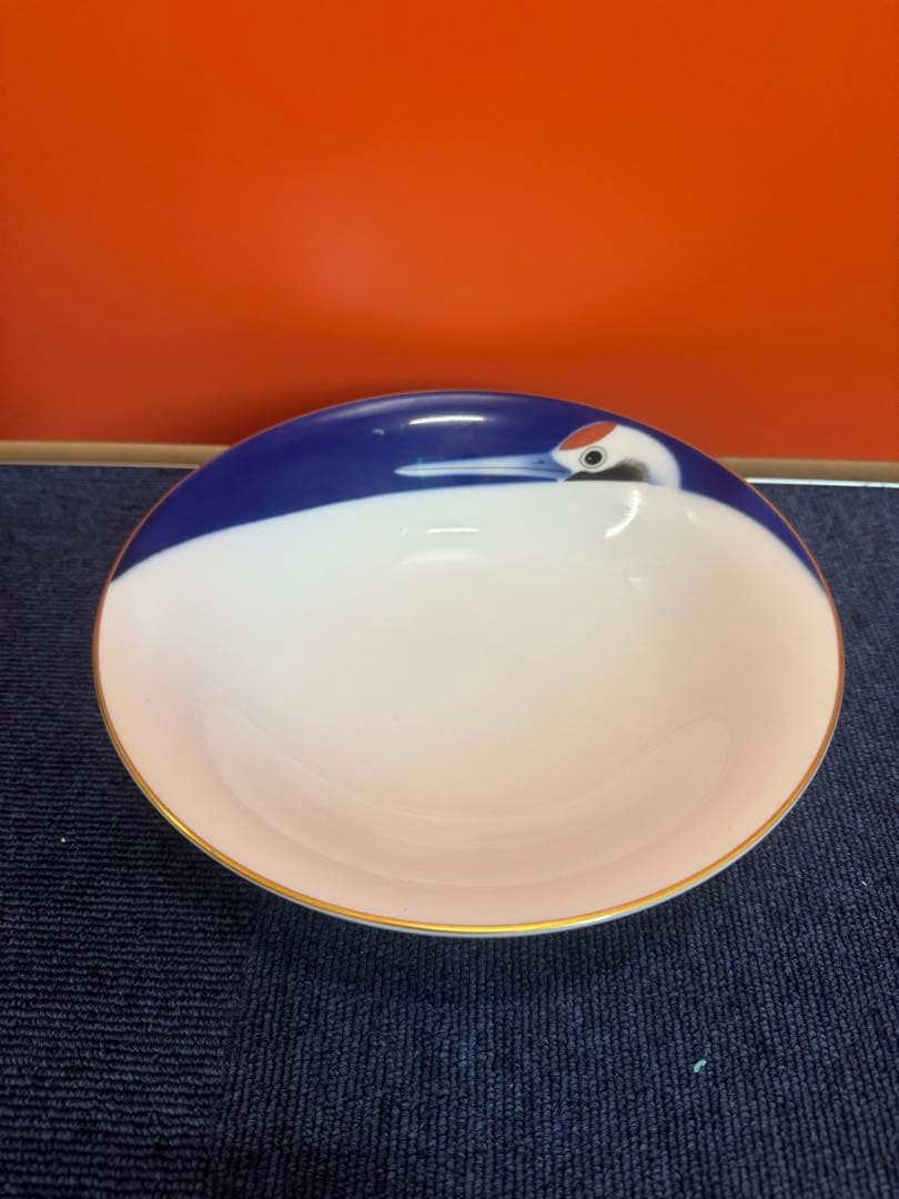 1638 深川製磁　鶴文　菓子鉢　金彩　未使用