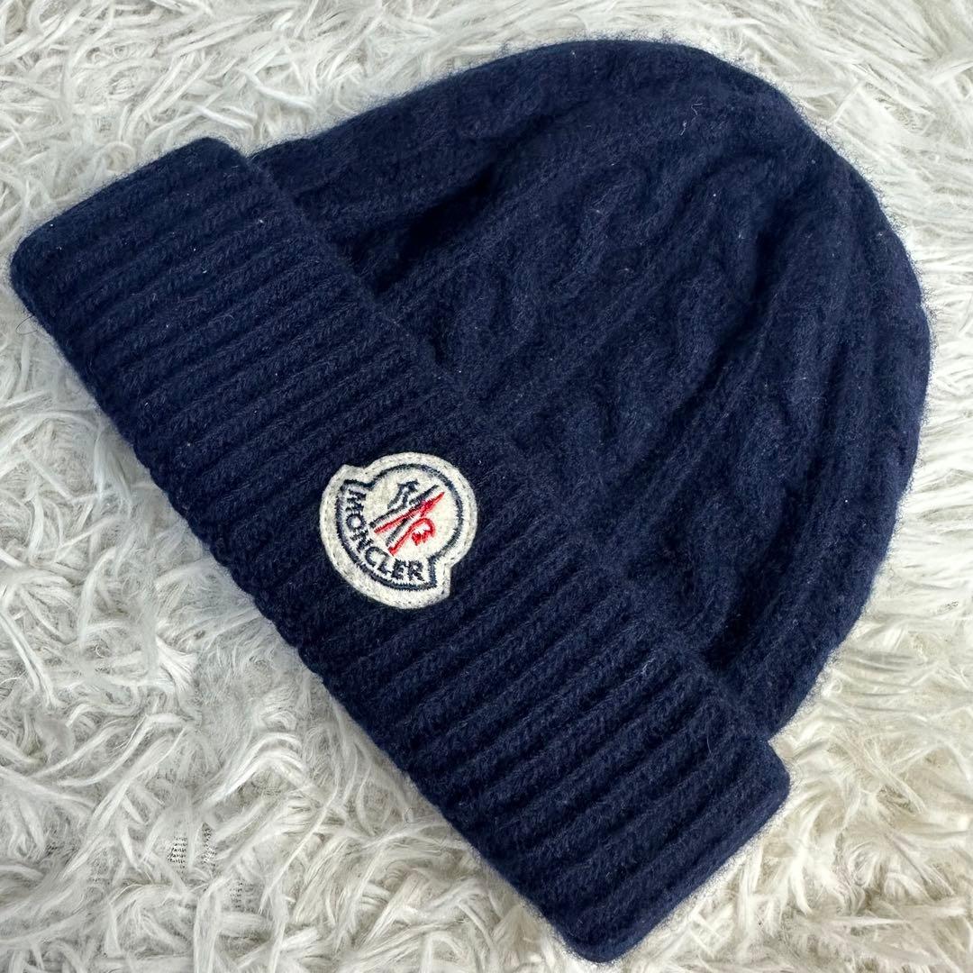 柴犬 様用正規品 MONCLER ネイビー ニット帽 ケーブル編み 大人もOK