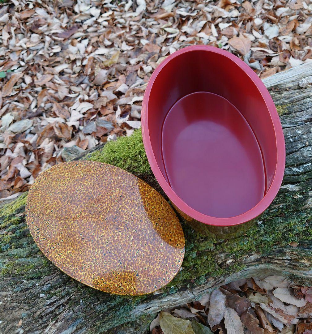 美術工芸　漆工芸　宝箱　木製　くり抜き　展示会で購入　大ぶり厚み　底に浅い筋傷