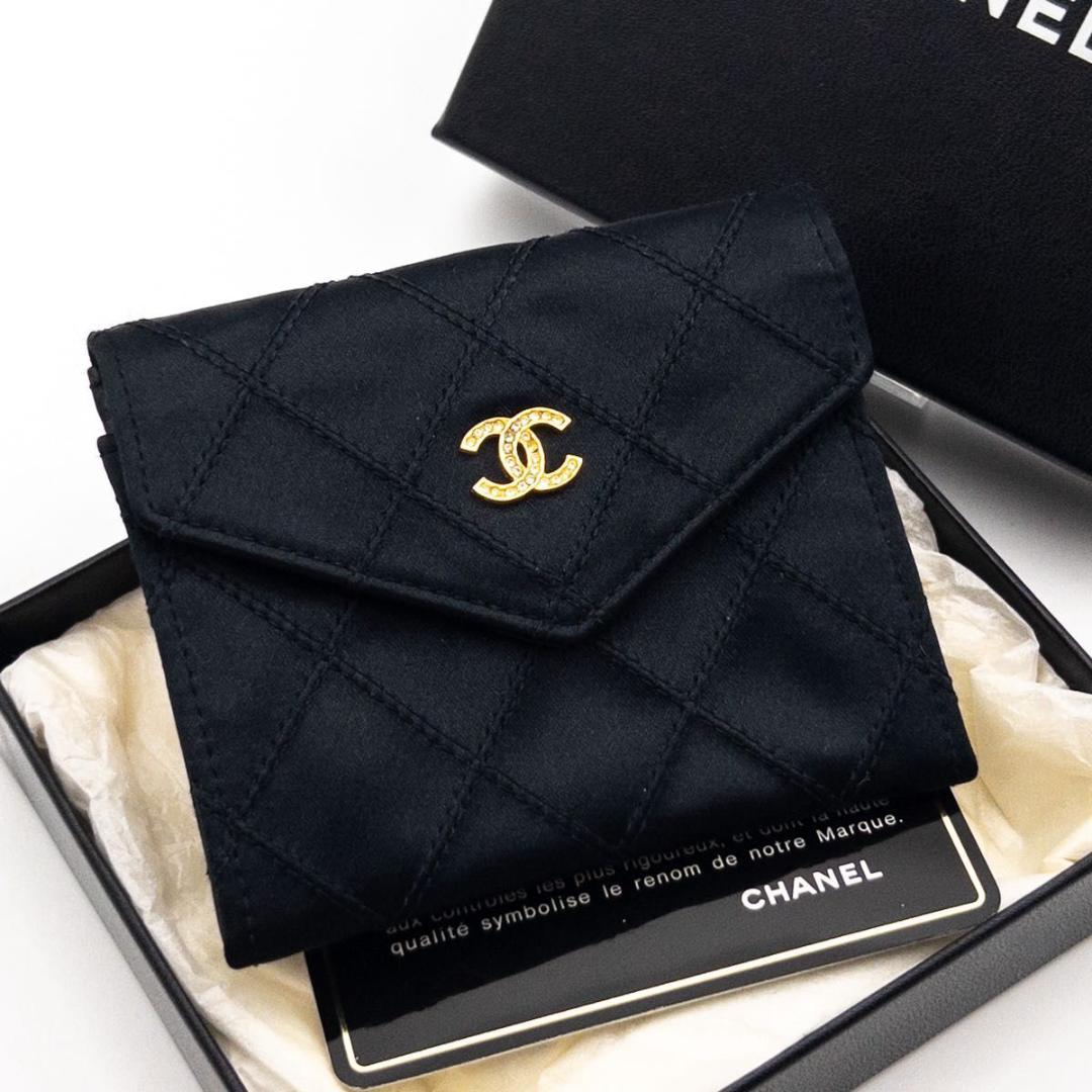 超レア【極美品】CHANEL ビコローレ　サテンケース　小銭入れ　黒