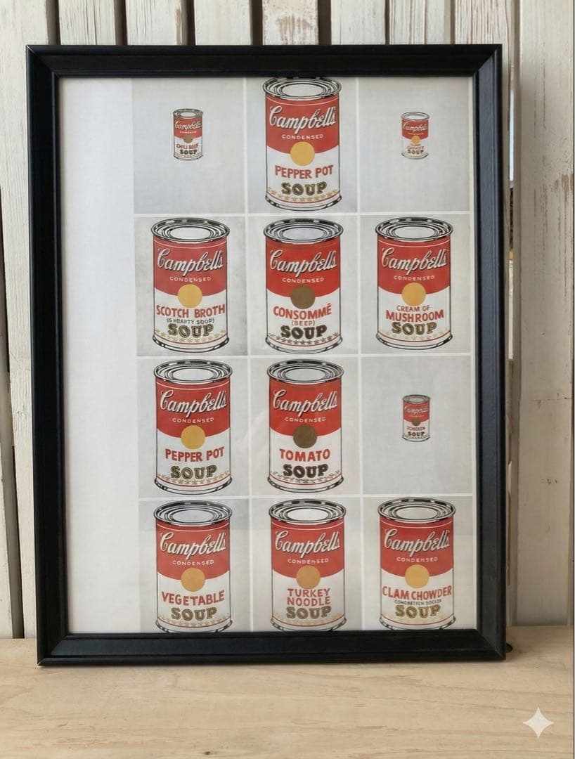 アンディウォーホル　キャンベル　スープ缶　A3　額入　Andy Warhol