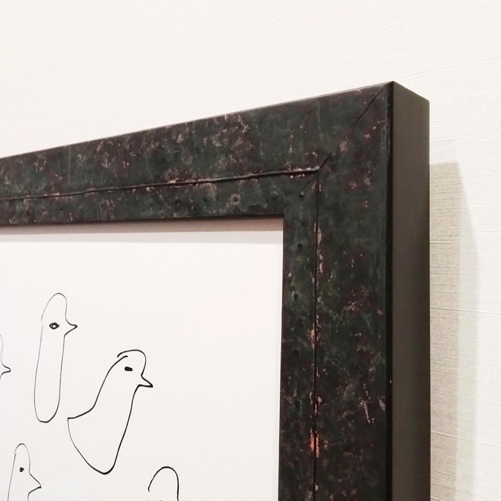 内野隆文　とりのマーチ　鳥　ドローイング　イラスト　絵画　現代美術　額縁　真作