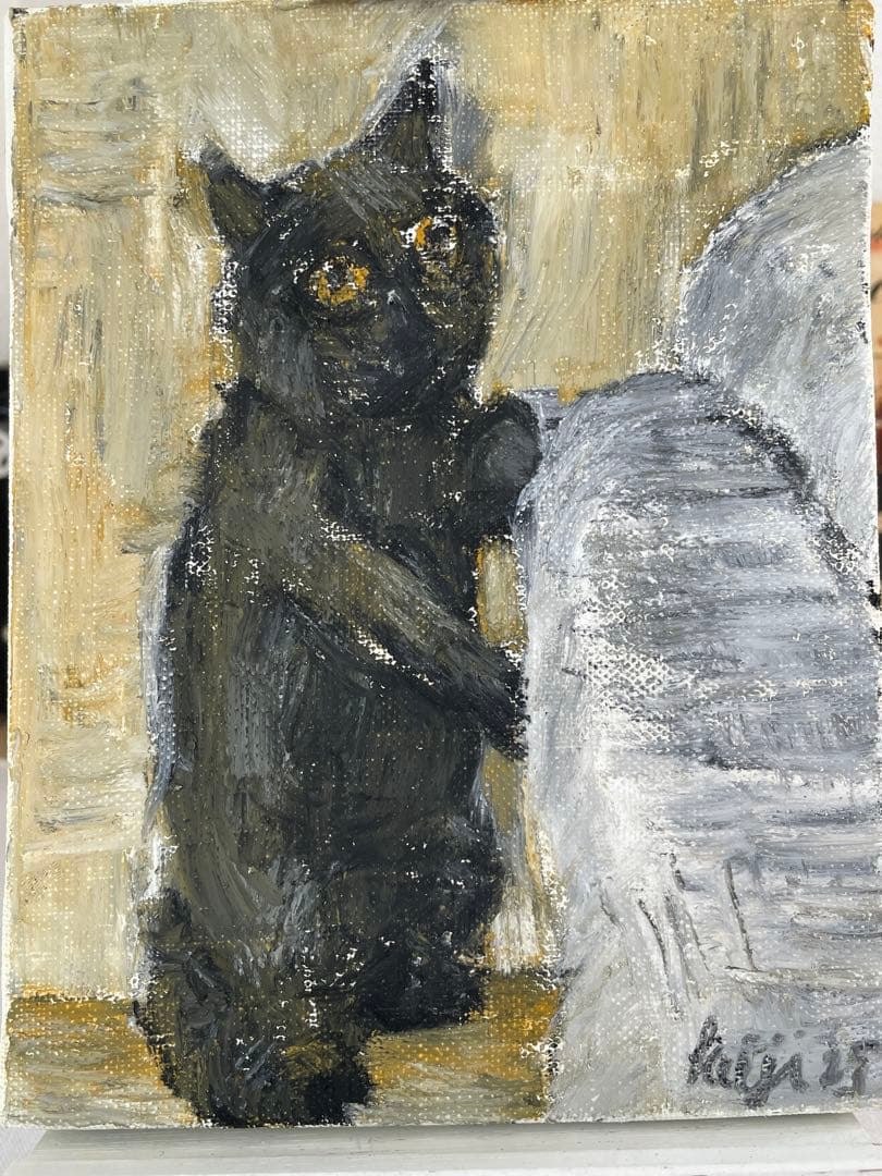 【ブラッキー】絵画 猫 Kuku