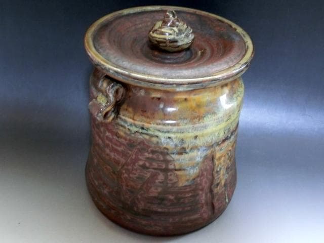 水指■古い高取焼 水さし 耳付き 箆目 お茶道具 古美術 時代物 骨董品■