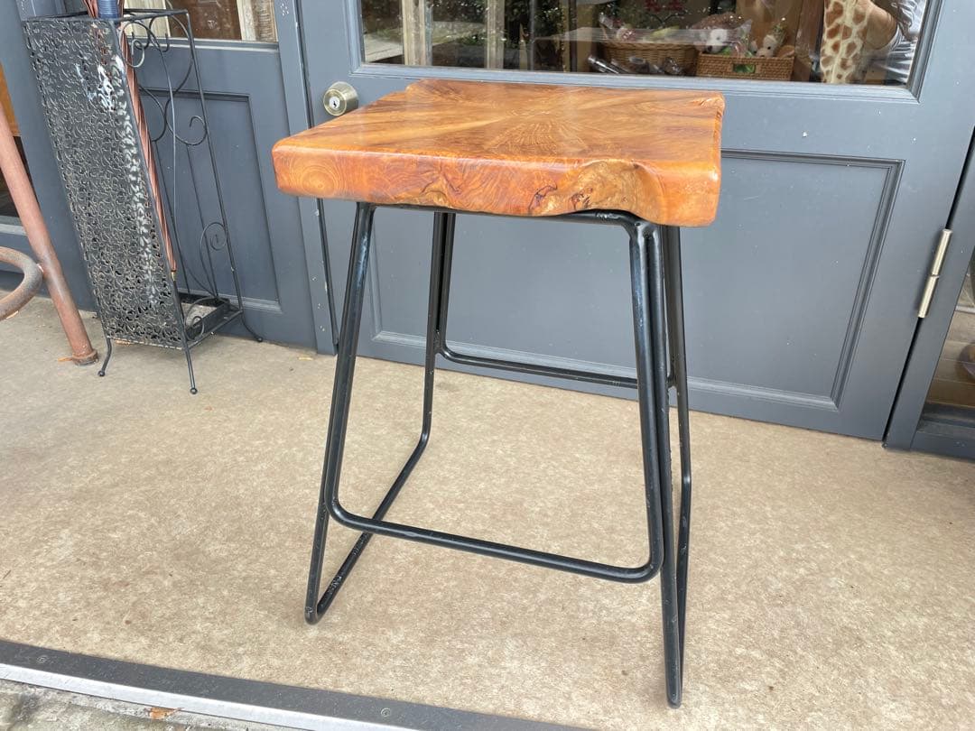 B7108【無垢×アイアン】スツール アイアンスツール