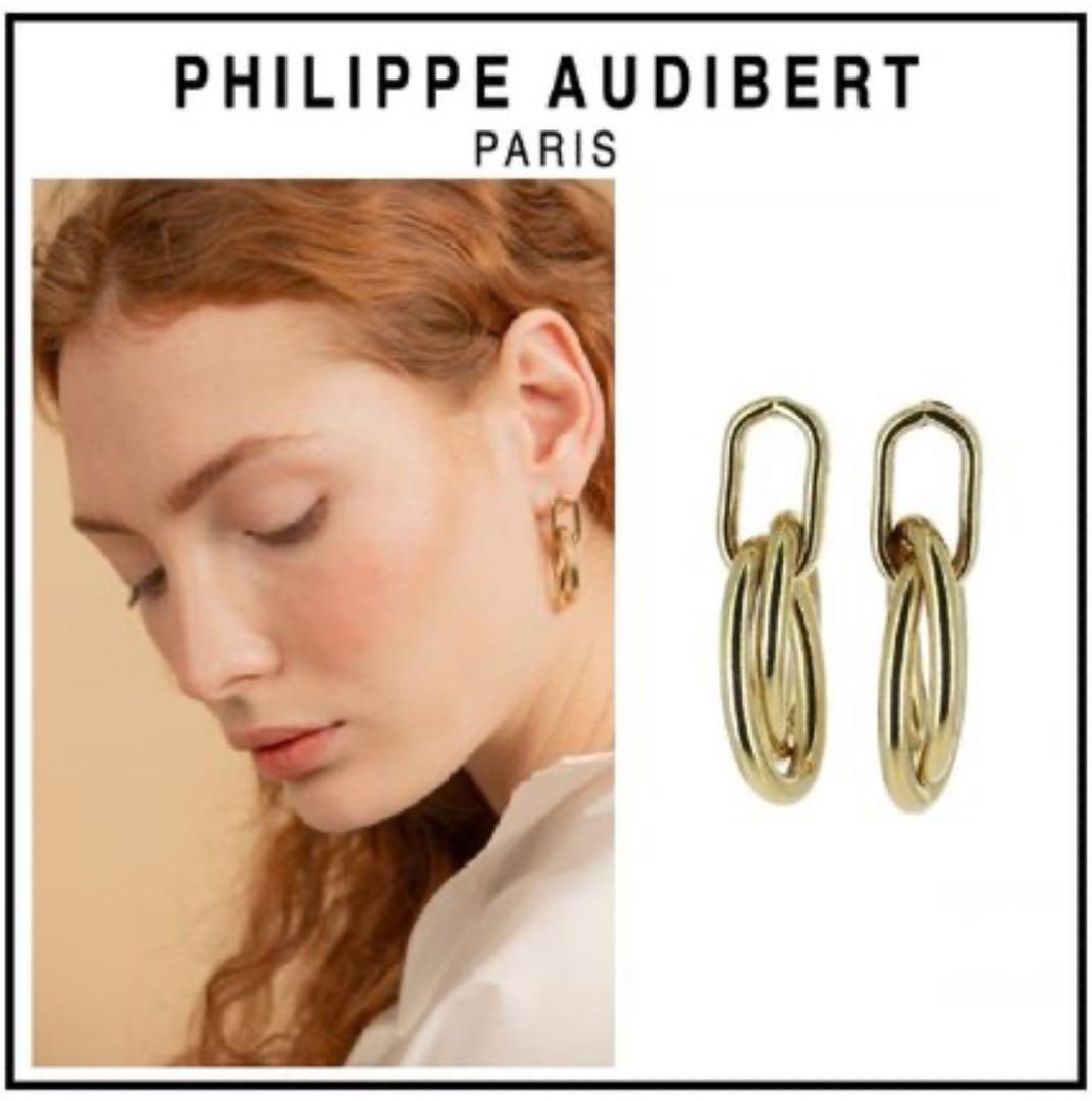 超美品、PHILIPPE AUDIBERT pierce gold ダブルリング