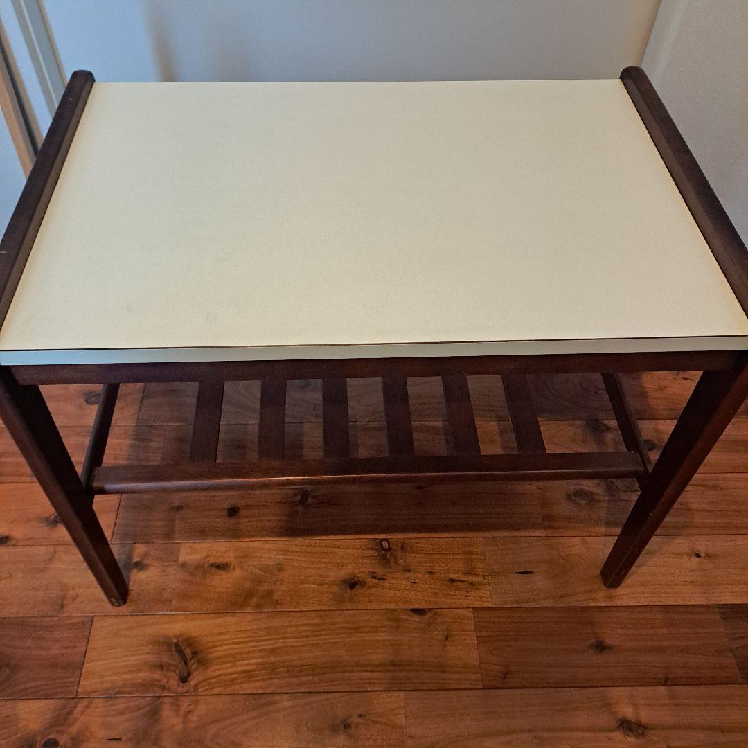 オールドカリモク　名作　コーヒーテーブル　サイドテーブル　白　茶