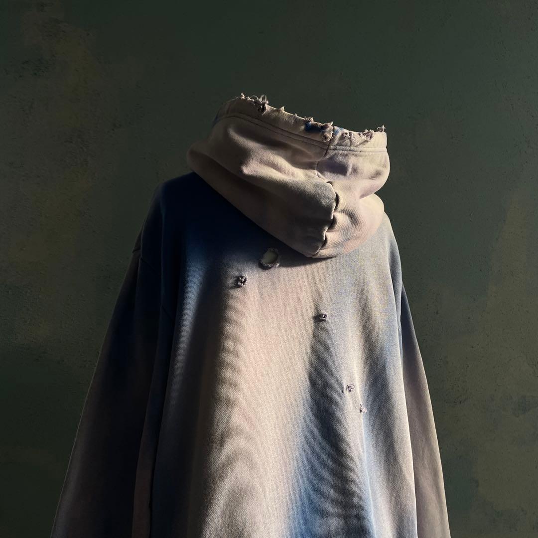 y2k“broken”超フェード“ターコイズ”2XO“boro hoodie