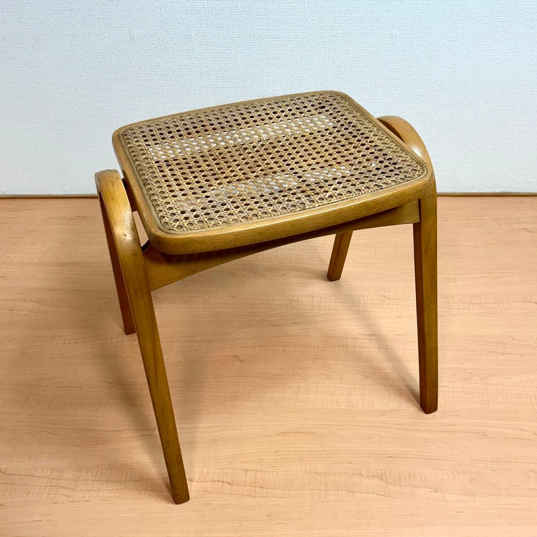 秋田木工 ラタン スツール 剣持勇 ヴィンテージ スタッキング 藤編み アキモク