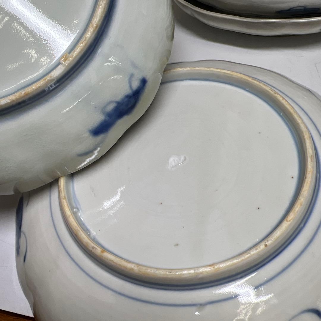 古伊万里、古染付　染付銚子、中皿等色々　東Y8-0113②