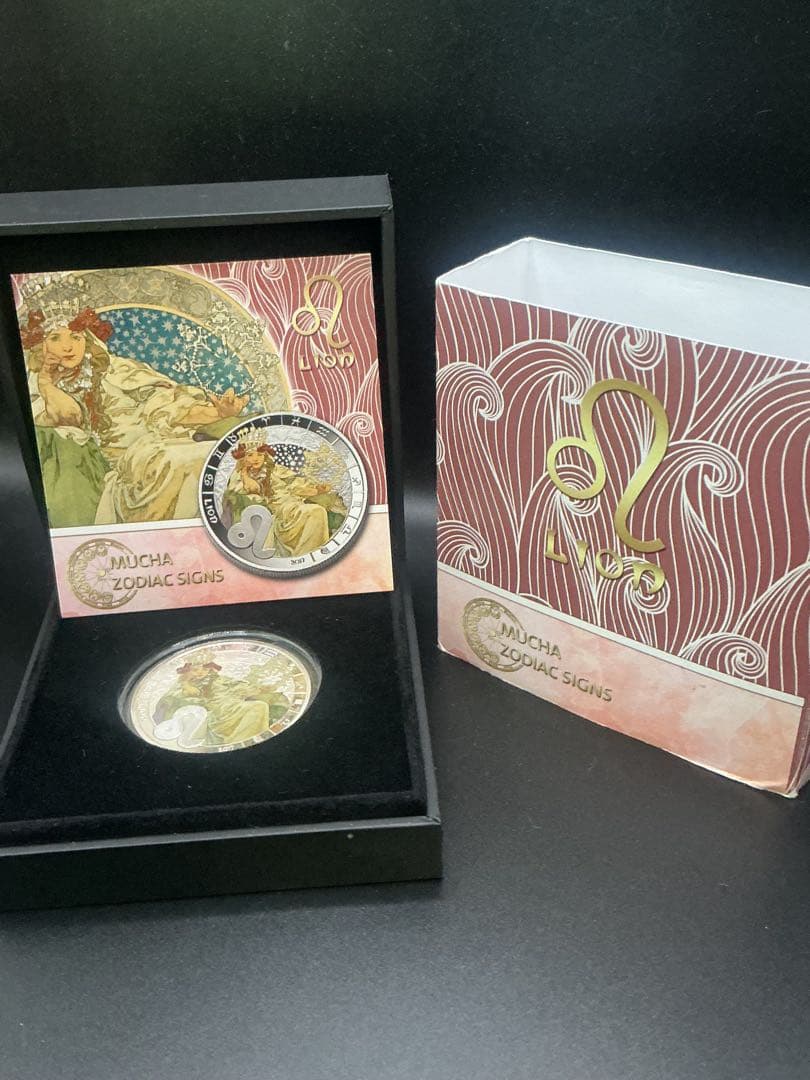 ミュシャ × 黄道十二宮 ― 獅子座、Leo　銀メッキ付き白銅貨