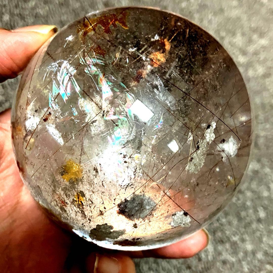 超特大　83mm ゴールドレッドブロンズルチルクォーツ　金針水晶　パワーストーン