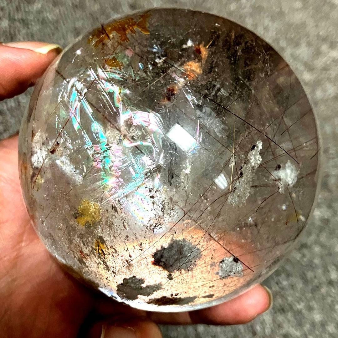 超特大　83mm ゴールドレッドブロンズルチルクォーツ　金針水晶　パワーストーン