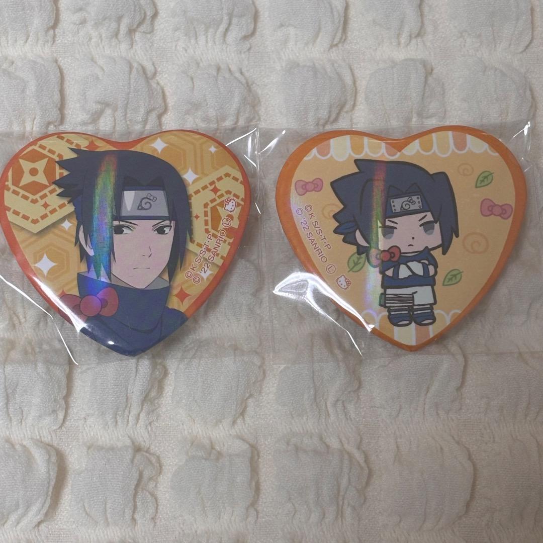 NARUTO サンリオ ぴえろ ハート缶バッジ サスケ