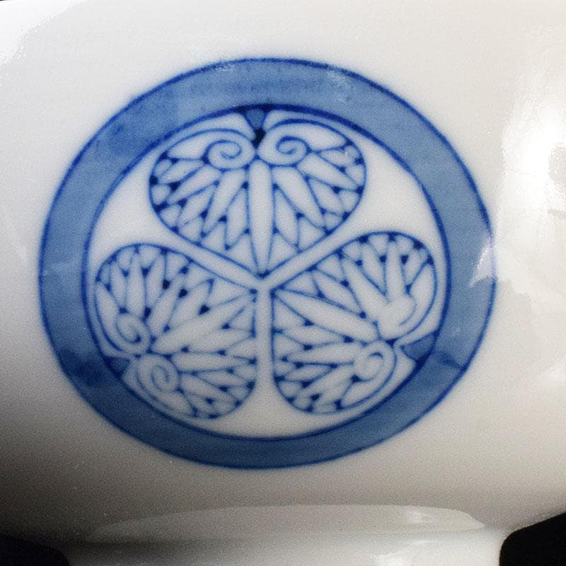 瀬戸焼　古陶園　竹鳳窯　伊藤伊平作 染付　葵紋　汲出茶碗　五客　共箱　C7352