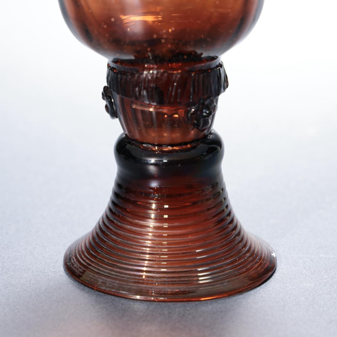 アンティークグラス　レーマーグラス　茶色　吹きガラス　R1340ダI