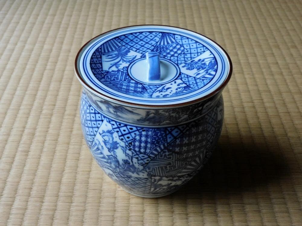 平安白鳳　染付　扇　水指　茶道　煎茶道