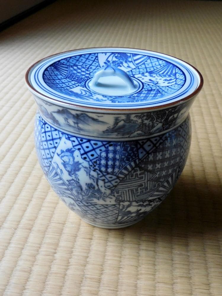 平安白鳳　染付　扇　水指　茶道　煎茶道