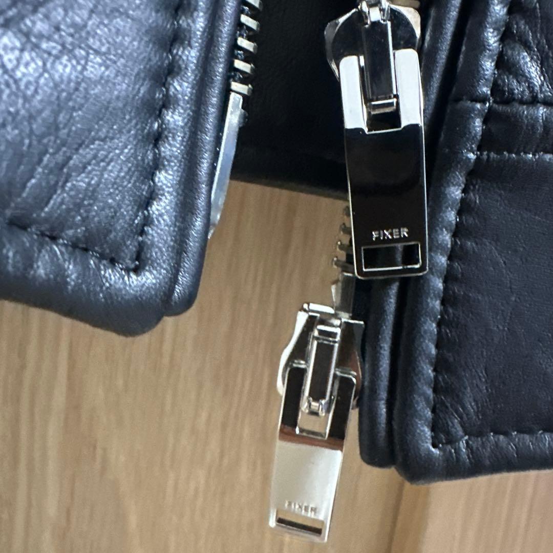 FIXER 黒レザーシングルライダースジャケット