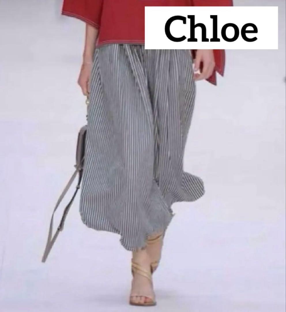 【美品】セールChloe クロエ コレクション ヒッコリーデニムワイドパンツ
