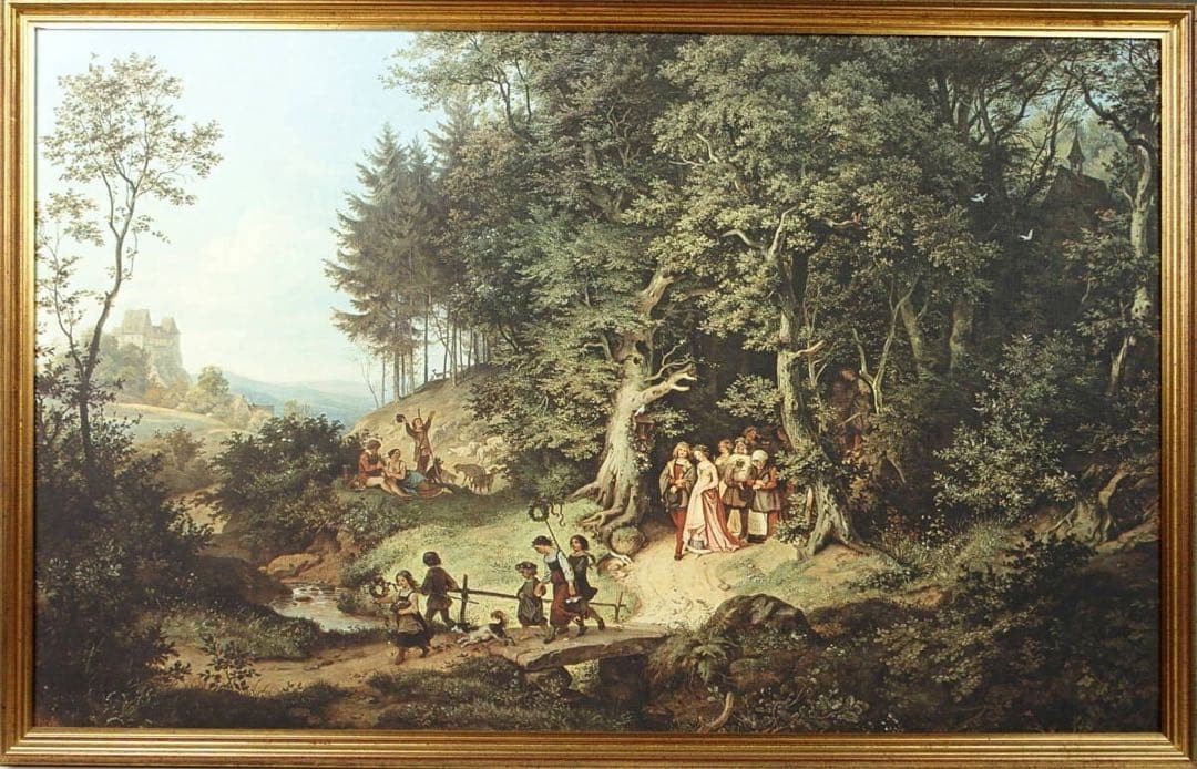 【春の風景の中の花嫁行列】 ルートヴィヒ・リヒター　複製