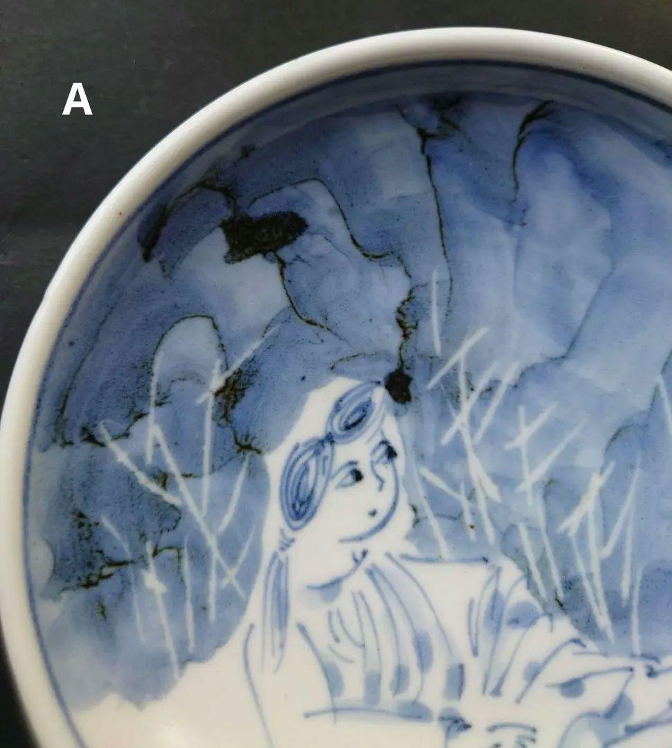 中村芳楽　天月窯　手描き　中皿　２枚セット　伊豆　若葉マークデザイナー