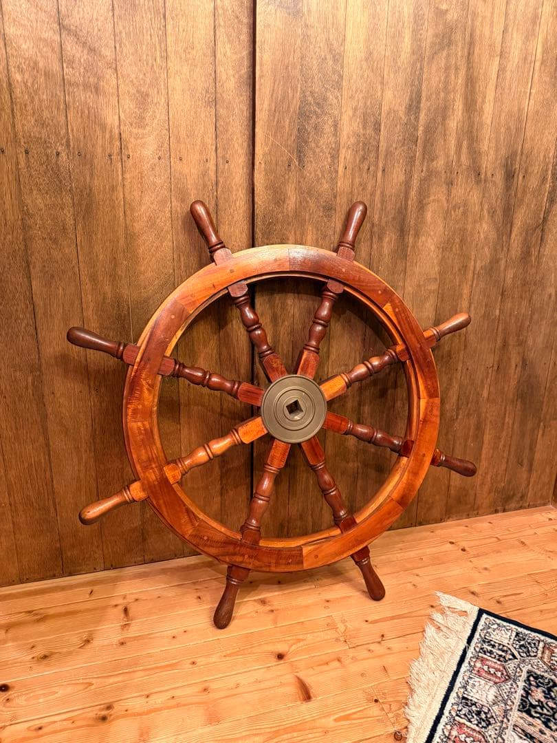 木製 舵輪 8本支柱【美品です】