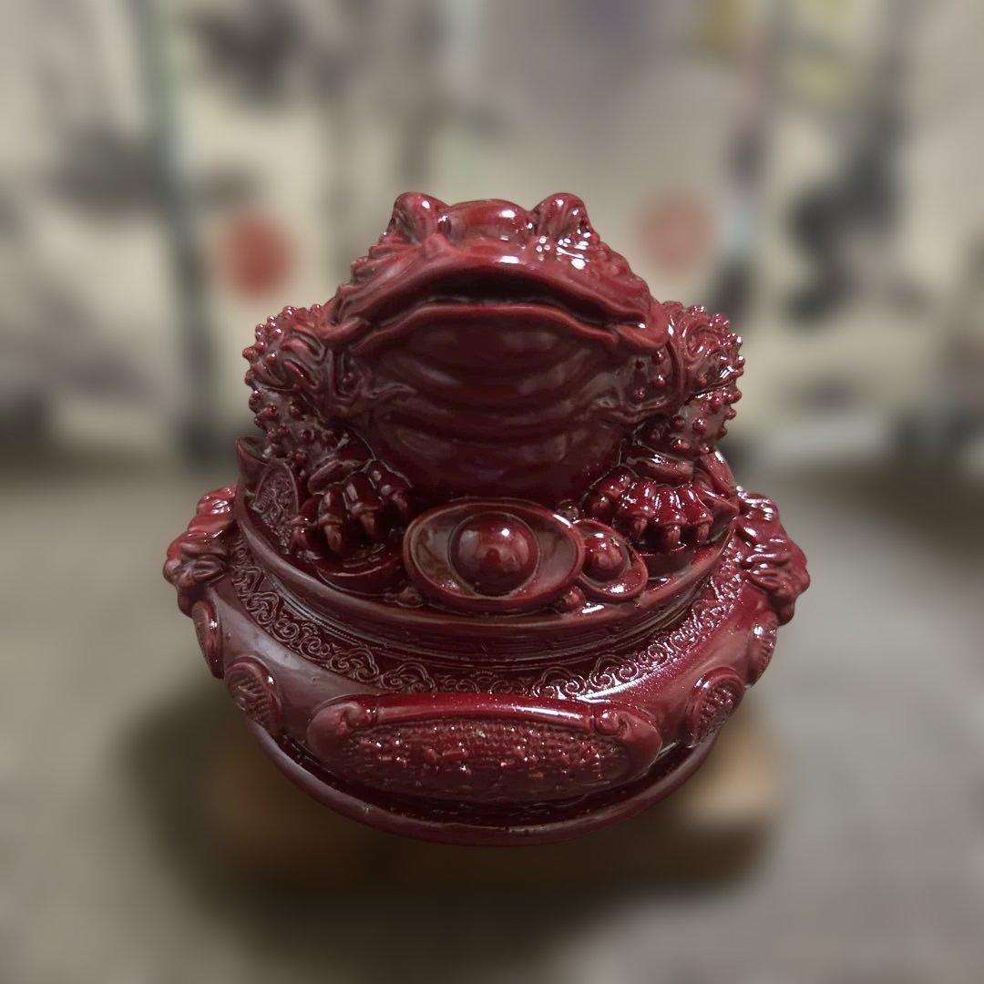 高純度 辰砂 シナバー 招財三足金蟾 風水 置物