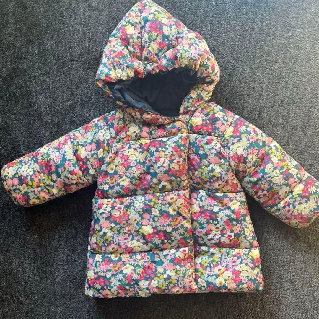 jacadi 花柄フード付きダウンコート 90cm